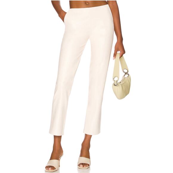 NBD Pants - NBD White Faux Leather Pants MEDIUM Ankle Quiet Luxury Designer Revolve $228 NEW
